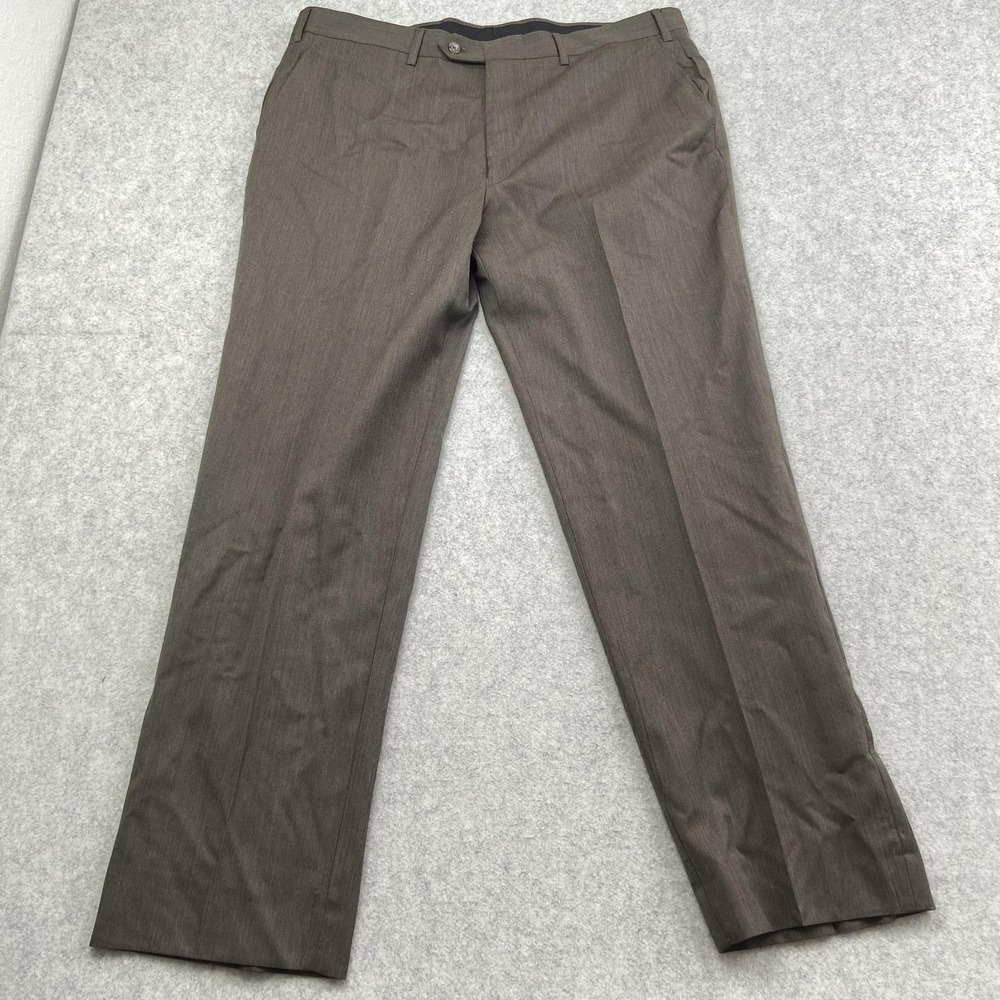 Jos A Bank Executive Pants Mens 38x30 Brown Wool Herringbone Slacks Tailored Fit